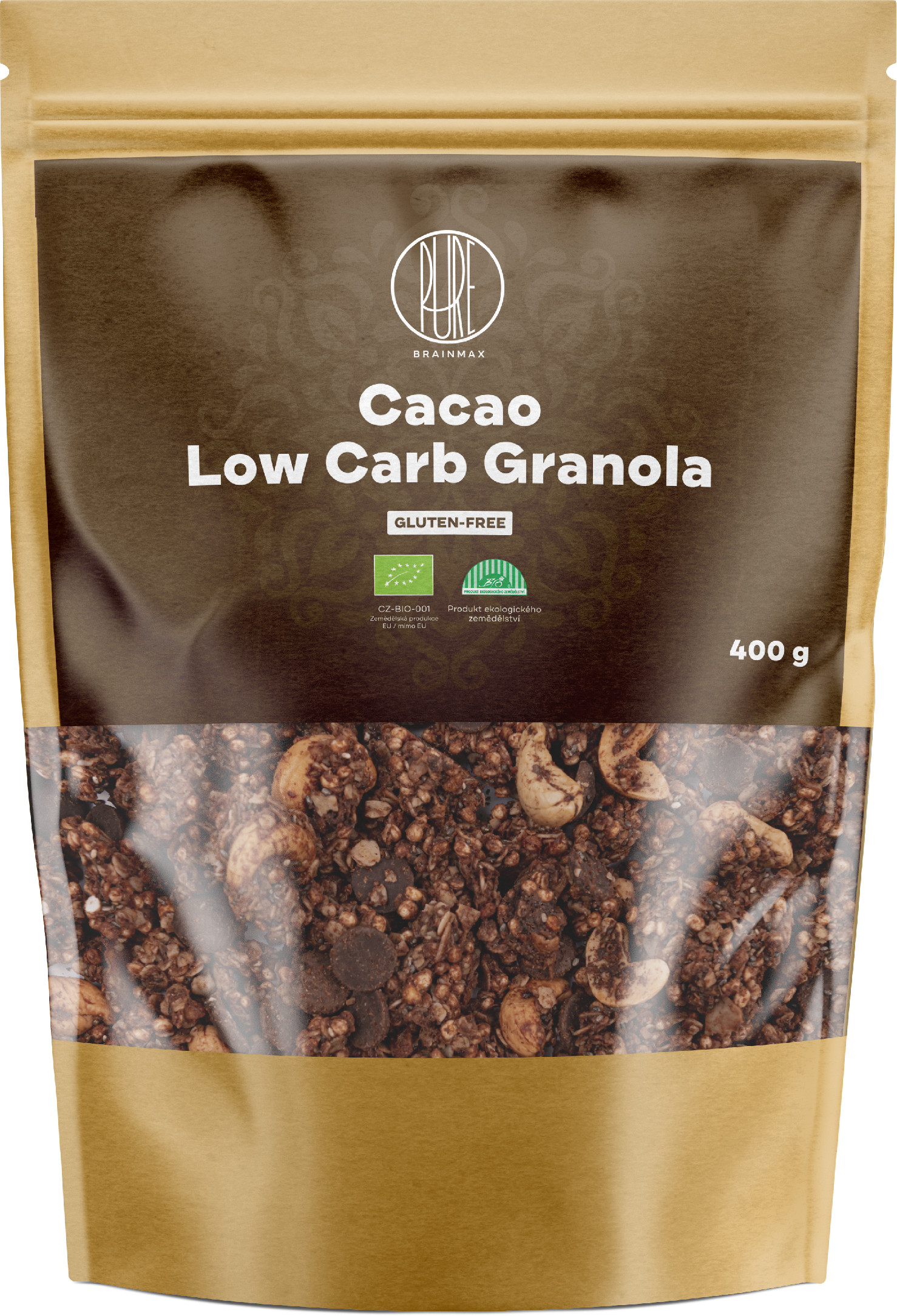 BrainMax Pure® Granola Low Carb, Cacao, BIO, 400 g
