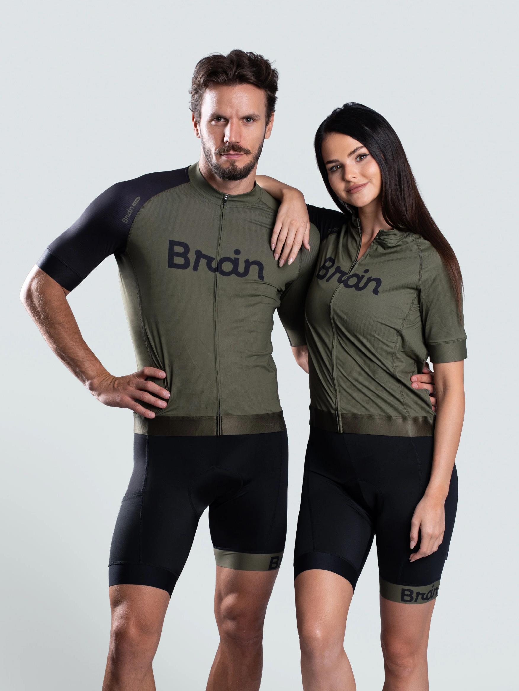 Brain set ciclism unisex, tricou și pantaloni scurți, verde Dimensiune: XXL