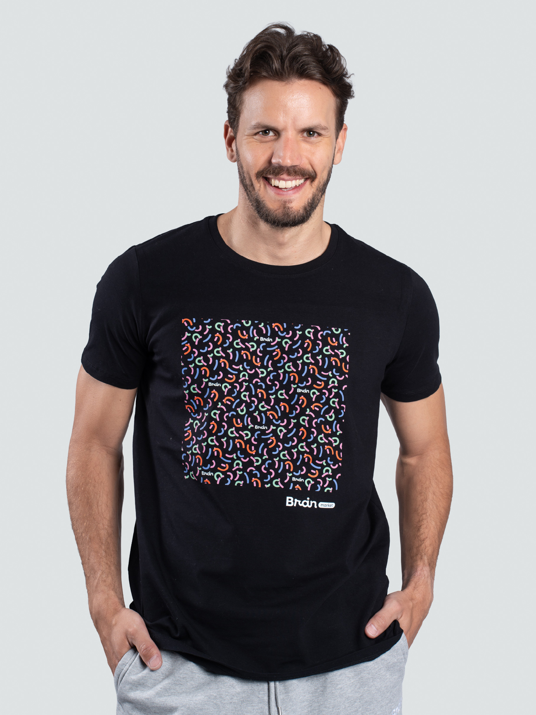 BrainMarket tricou bărbătesc Mosaic, negru Dimensiune: L