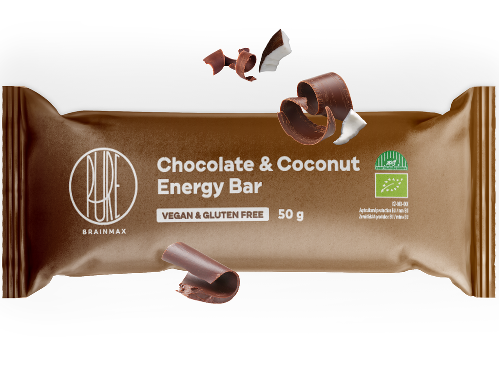 BrainMax Pure®® Energy Bar, Chocolate & Coconut, BIO, 50 g