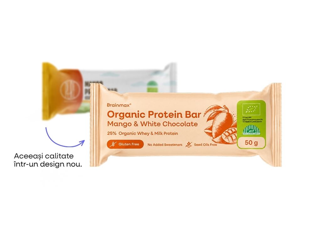 BrainMax® Organic Protein Bar, Mango & White Chocolate, 24 x 50 g