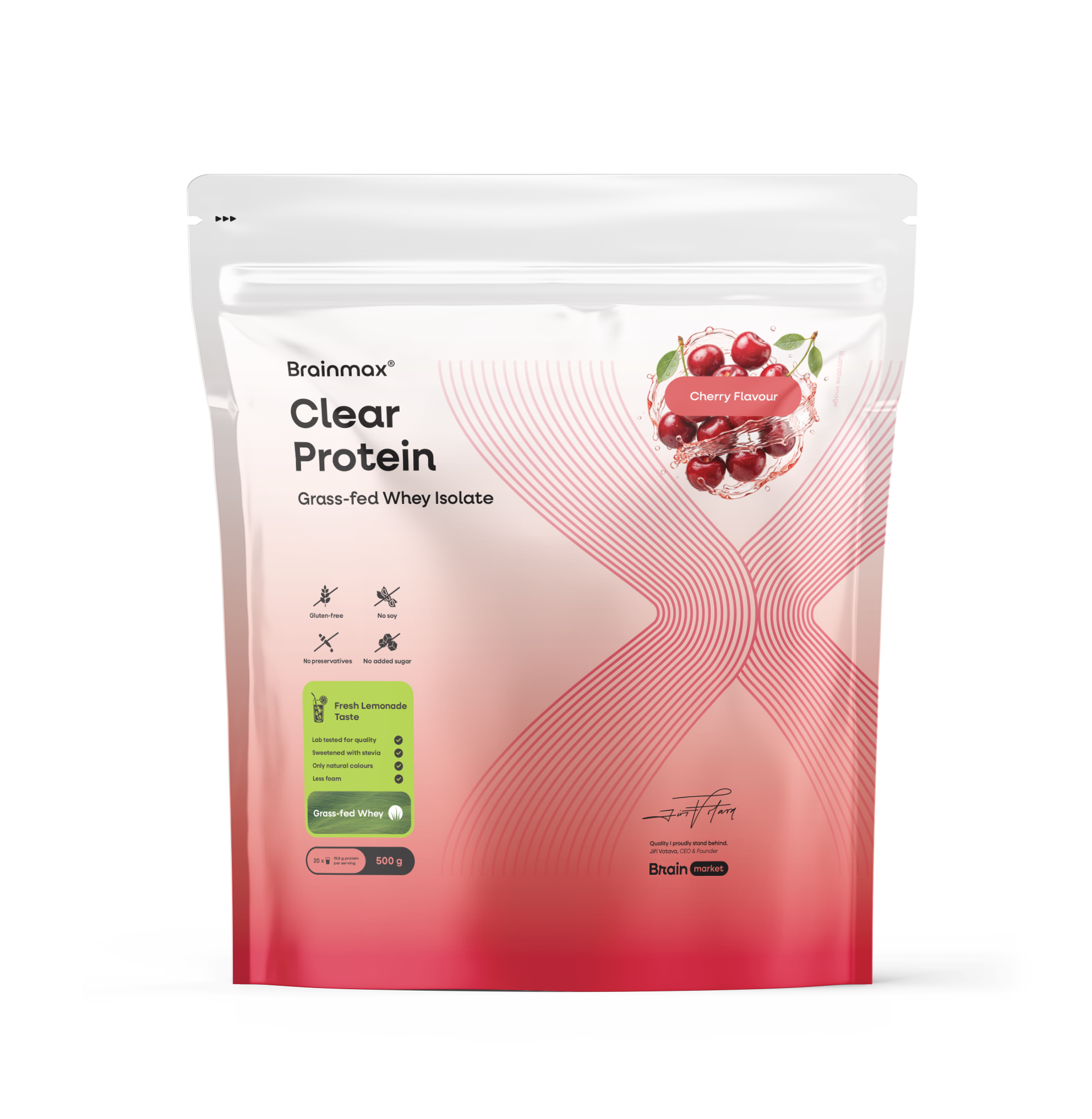 BrainMax Clear Protein®, třešeň, 500 g