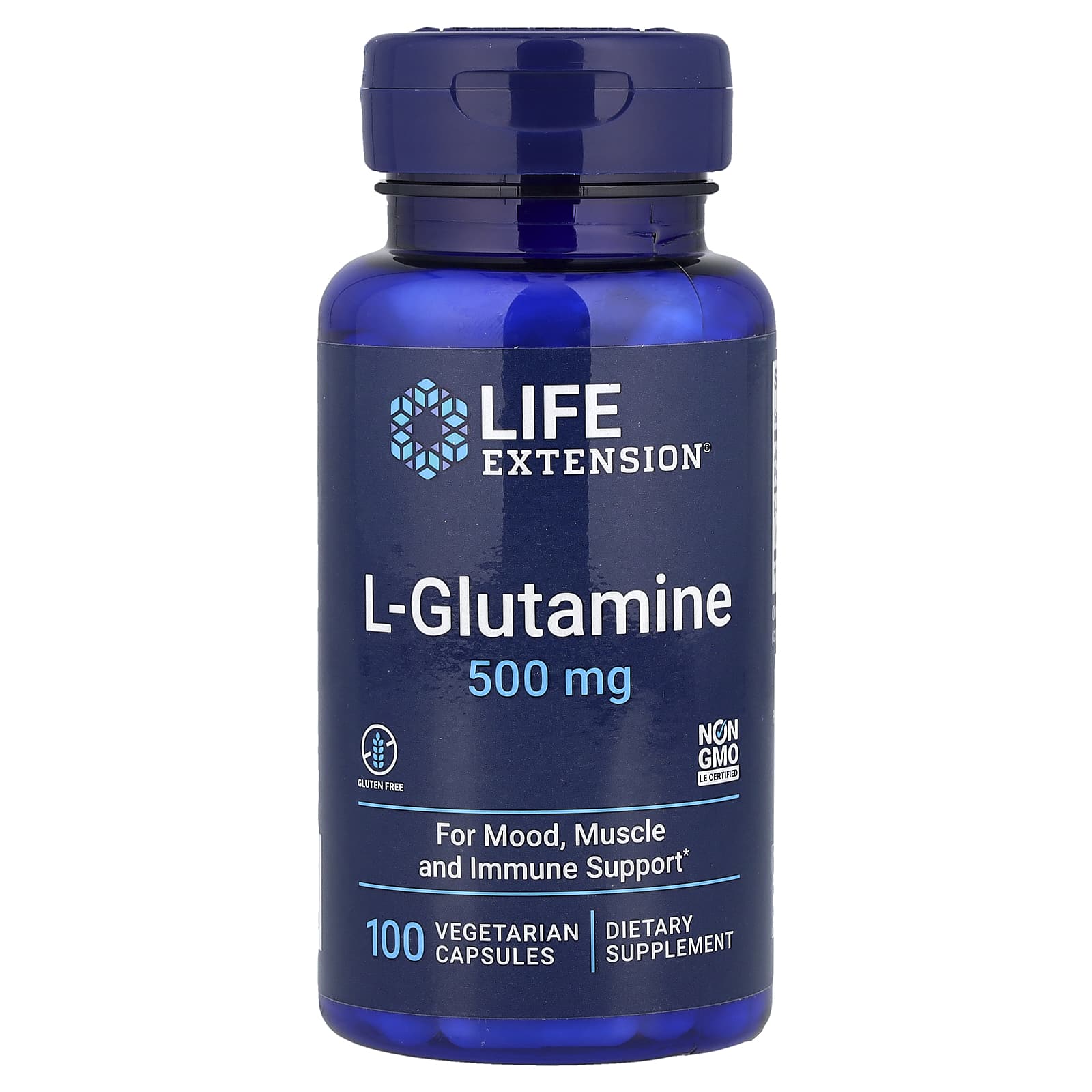 Life Extension L-Glutamină, 500 mg, 100 capsule vegetale