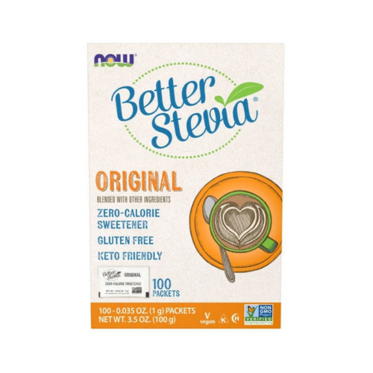 Now® Foods Pliculețe NOW Better cu stevia, originale, 100 de pliculețe