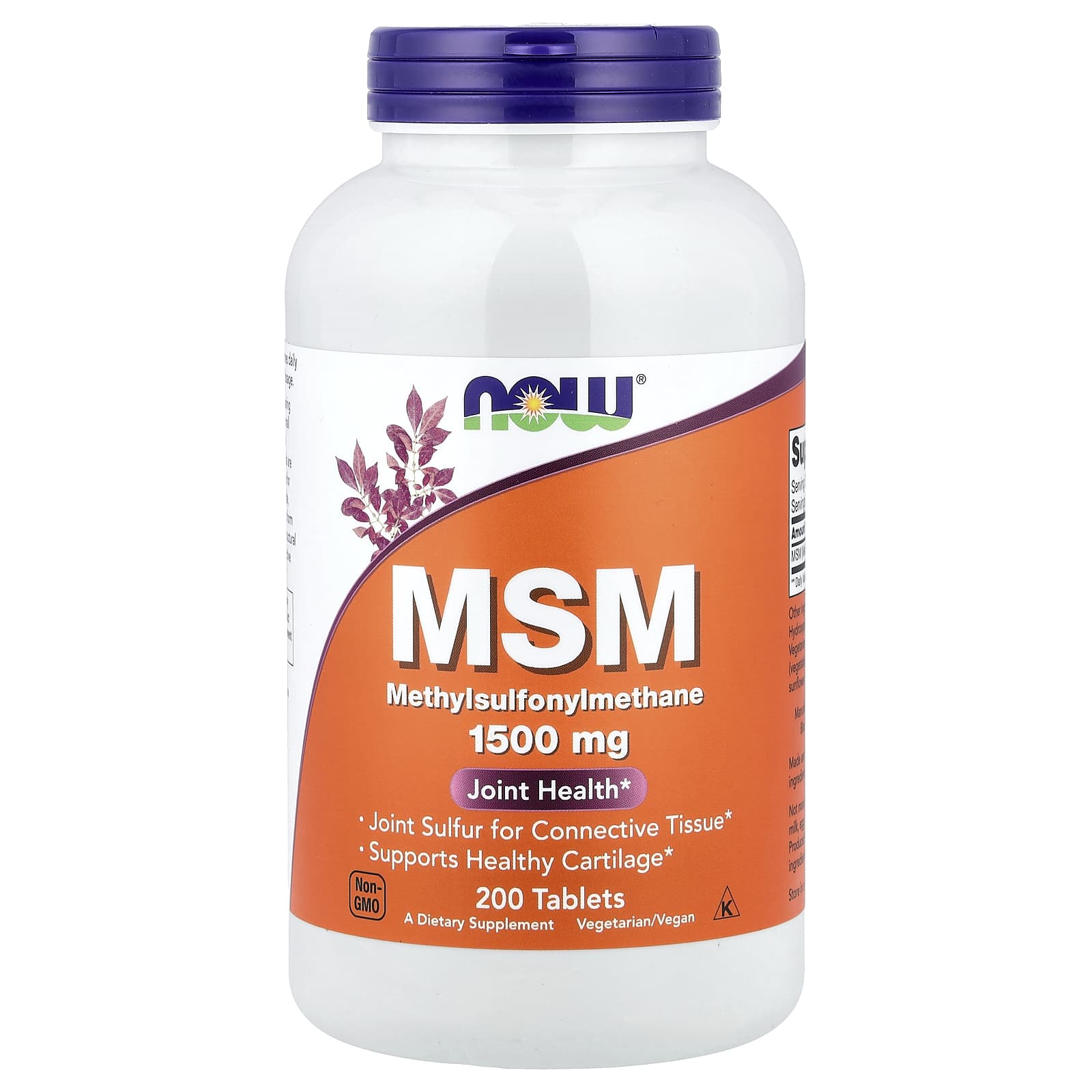 Now® Foods NOW MSM Metilsulfonilmetan, 1500 mg, 200 de comprimate