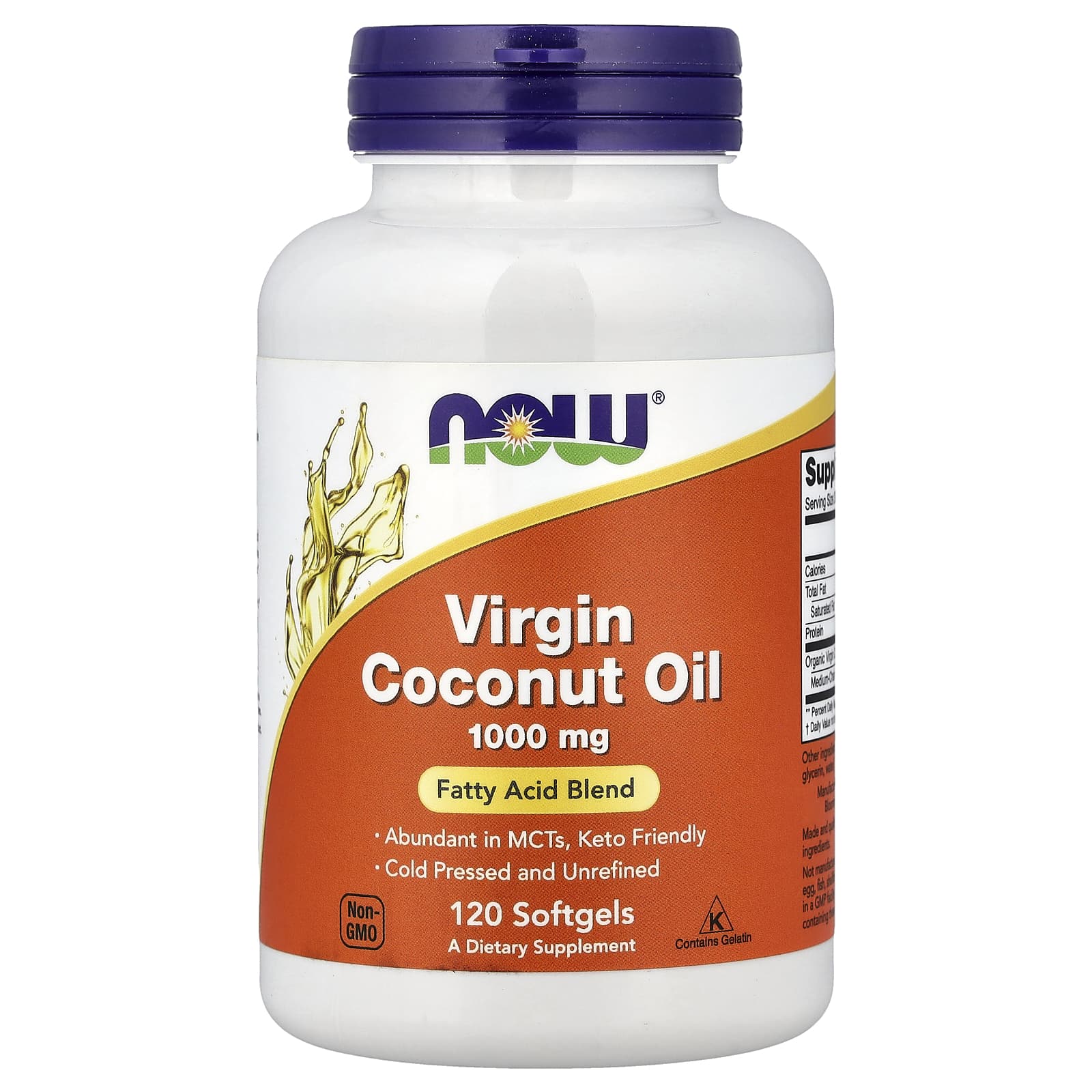 Now® Foods Ulei de cocos virgin NOW, 1000 mg, 120 capsule moi