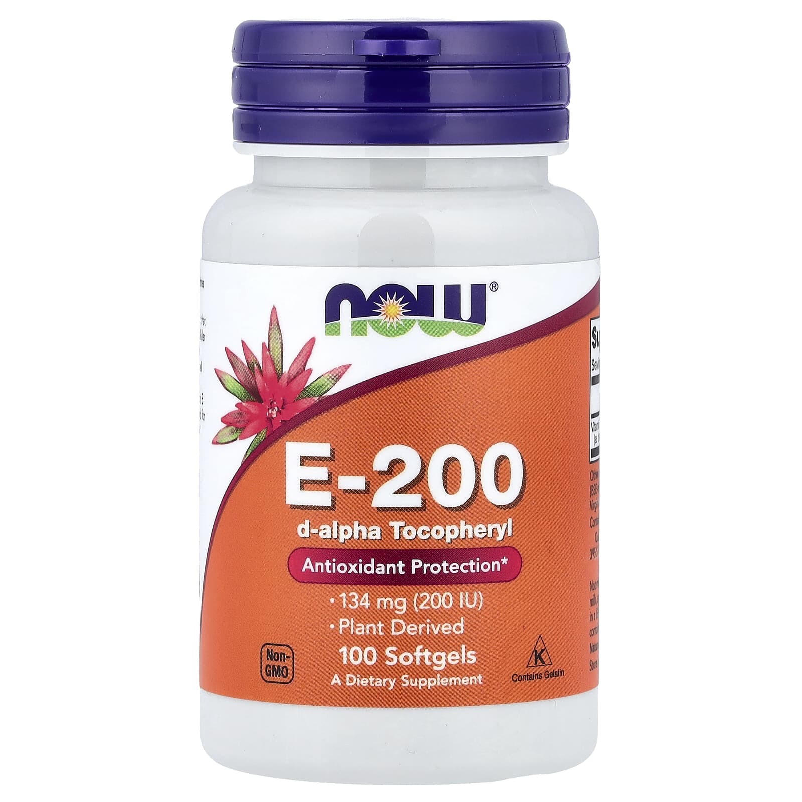 Now® Foods NOW Vitamina E-200, Naturală, 100 Capsule Moi