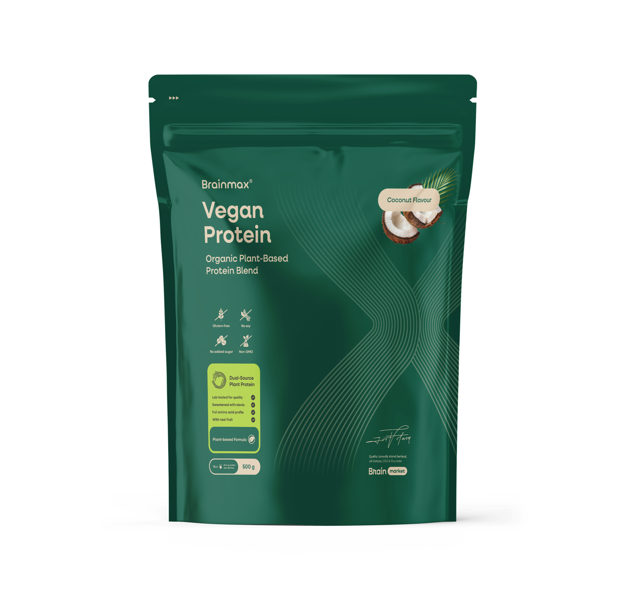BrainMax Proteină vegană, nucă de cocos, 500 g