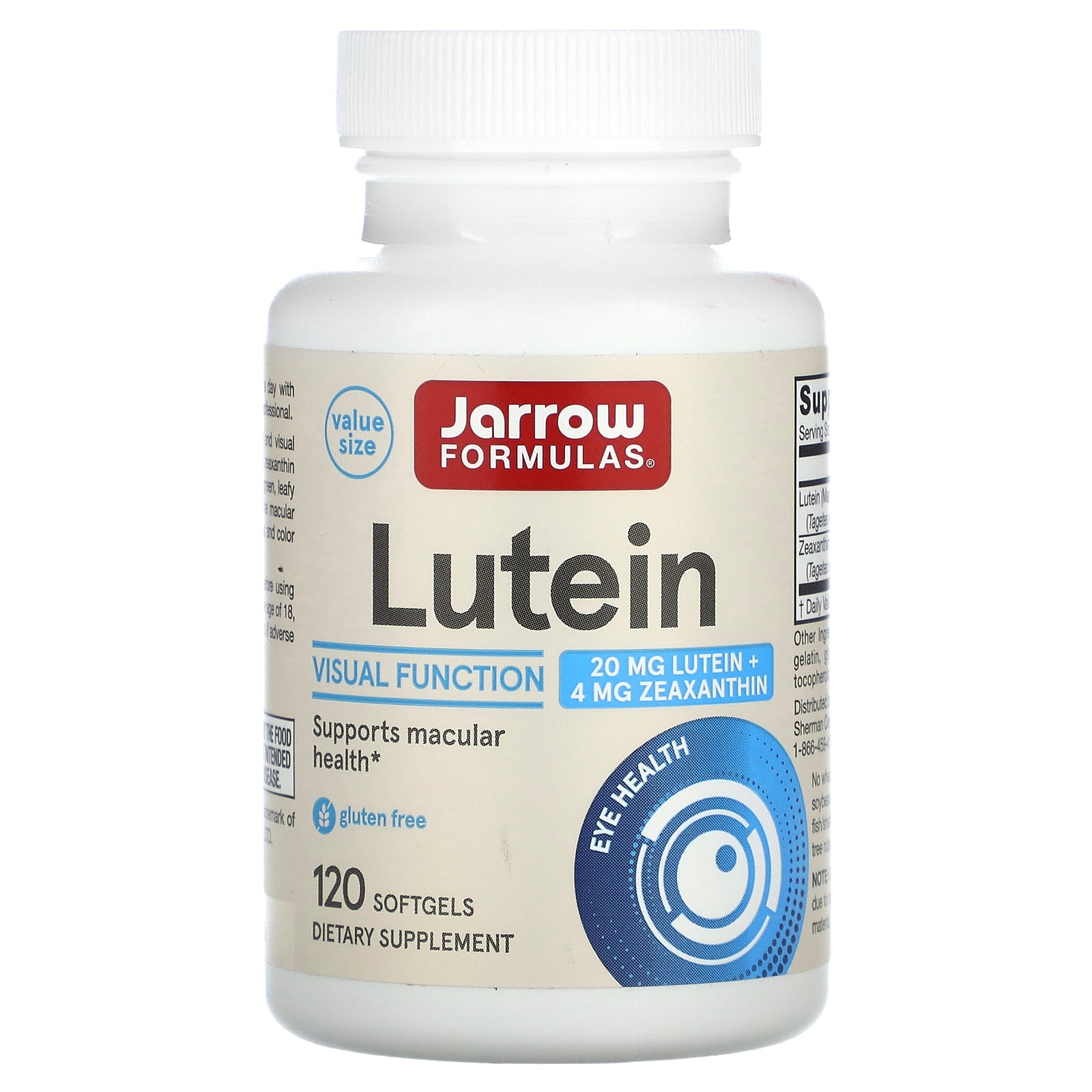 Jarrow Formulas Lutein, 20 mg, 120 capsule softgel