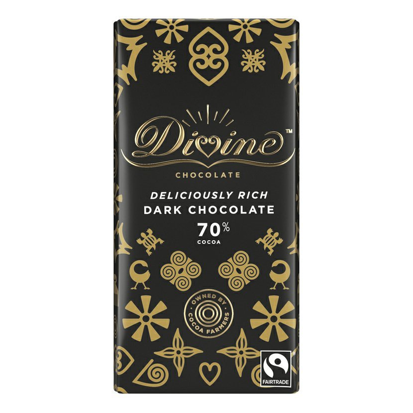 Divine Chocolate Ciocolată neagră Ghana 70%, 90g