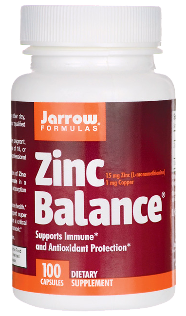 Jarrow Formulas Zinc Balance, L-Metionină Zinc L-OptiZinc + Cupru, 15 mg, 100 capsule
