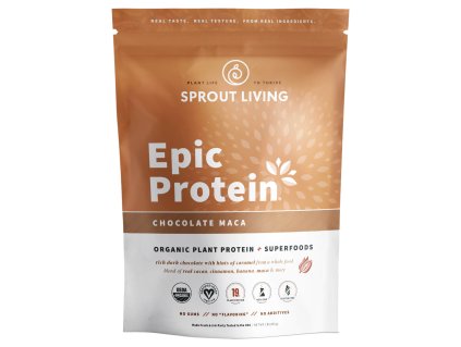 Sprout Living Epic beljakovine, čokolada in maca, 456 g  Kompleksna mešanica beljakovin