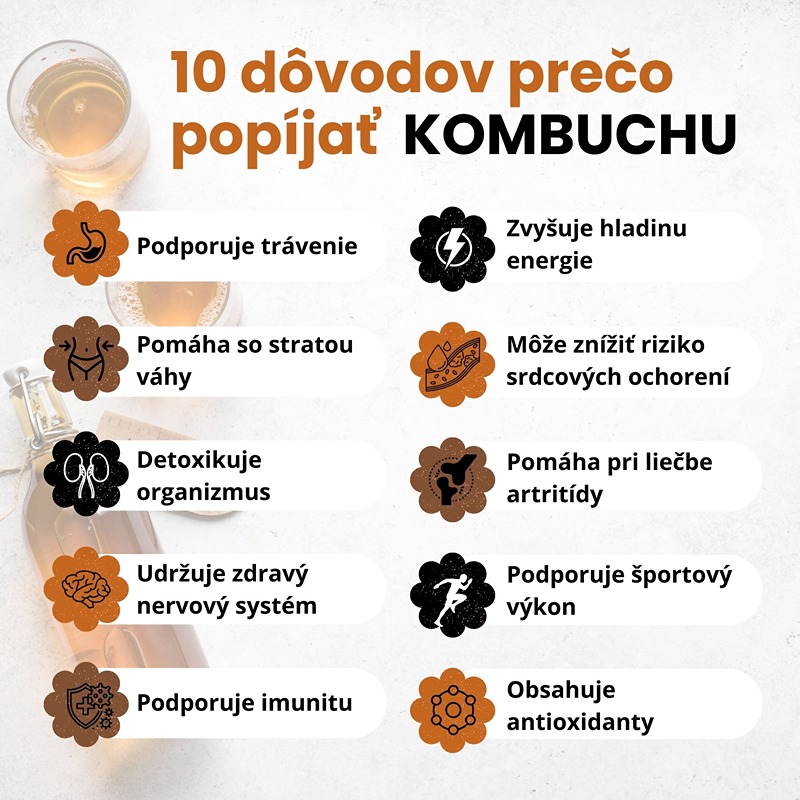 Kombucha - fermentovaný nápoj pre lepšie trávenie aj zdravie čriev.