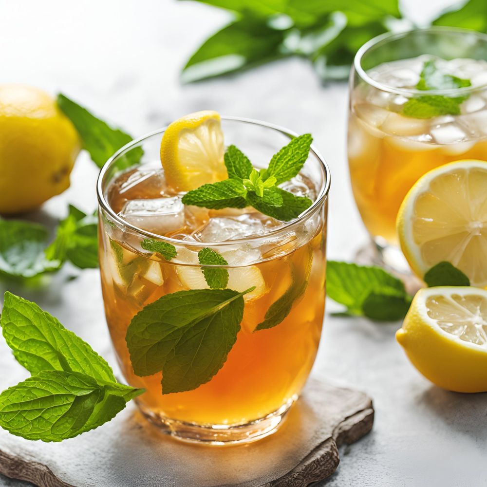 Citrónový ľadový čaj s mätou