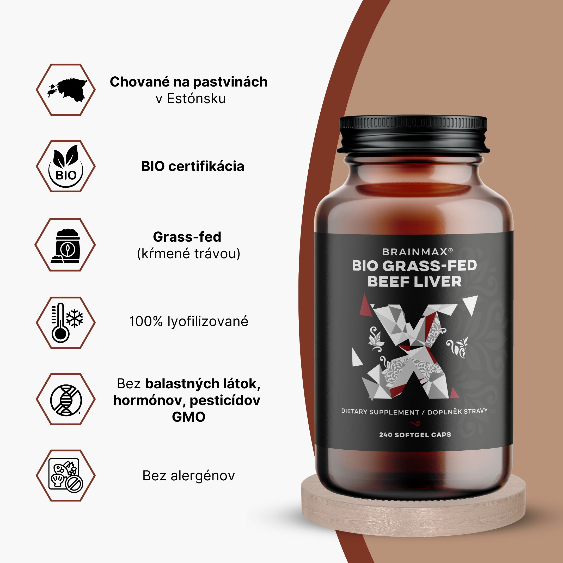 (Slovenčina) BrainMax Grass-Fed Beef liver, 240 caps - 8595726807795 - Vitamín B12