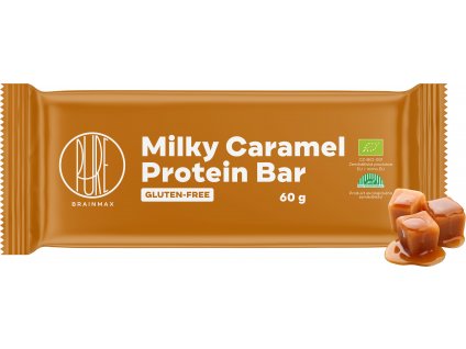 BrainMax Pure Milky Caramel Protein Bar, Proteínová tyčinka, Mliečny karamel, BIO, 60 g  *CZ-BIO-001 certifikát / Protein Bar Milky Caramel