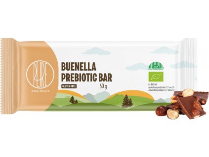 BrainMax Pure Buenella Prebiotic Bar, tyčinka s vlákninou, Buenella, BIO, 60 g  *CZ-BIO-001 certifikát