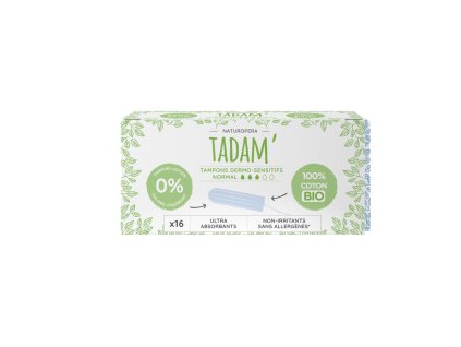 TADAM Dermo sensitivní tampony z BIO bavlny, normal, 16 ks  Šetrná a pohodlná ochrana