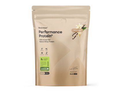 BrainMax® Performance Protein®, Vanilla, 500 g  Natívny srvátkový proteín s kolostrom a kolagénom, vanilka, 14 dávok, výživový doplnok