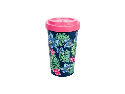 woodway opakovane pouzitelny kelimek na kavu z prirodniho materialu 500ml tropical pink