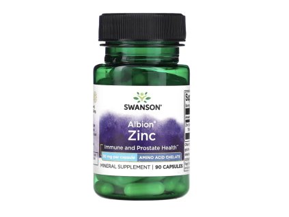 Swanson Chelated Zinc (zinok glycinát), 30 mg, 90 kapsúl