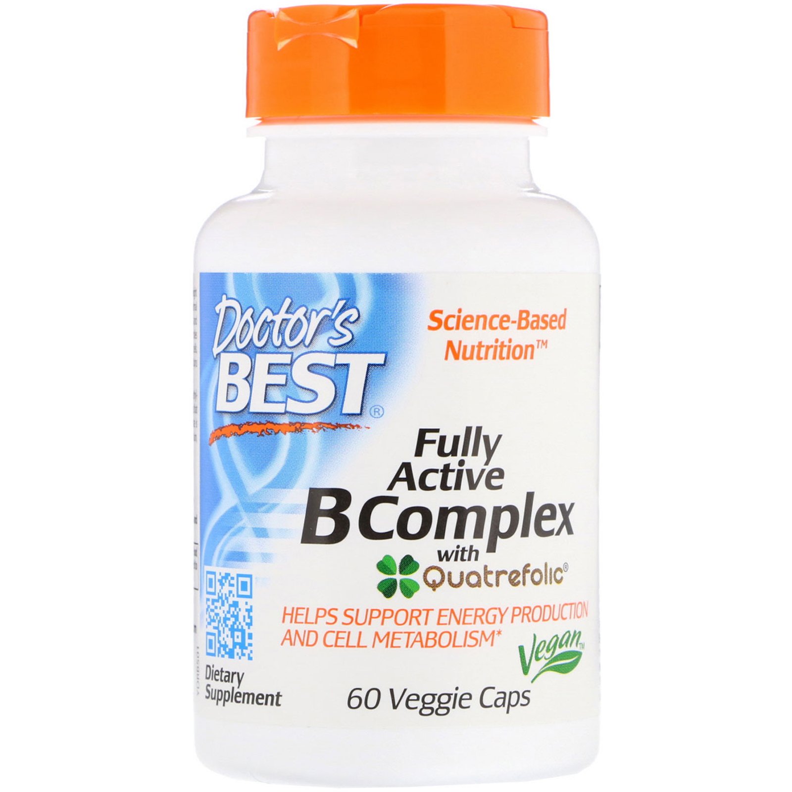 Doctor's Best Full Active B komplex, (vitamíny B a kyselina listová v aktivovaných formách) 60 rastlinných kapsúl