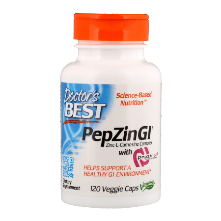 E-shop Doctor's Best Doctor’s Best PepZin GI, Zinc-L-Carnosine Complex, zinok-L-karnozín, 120 rastlinných kapsúl