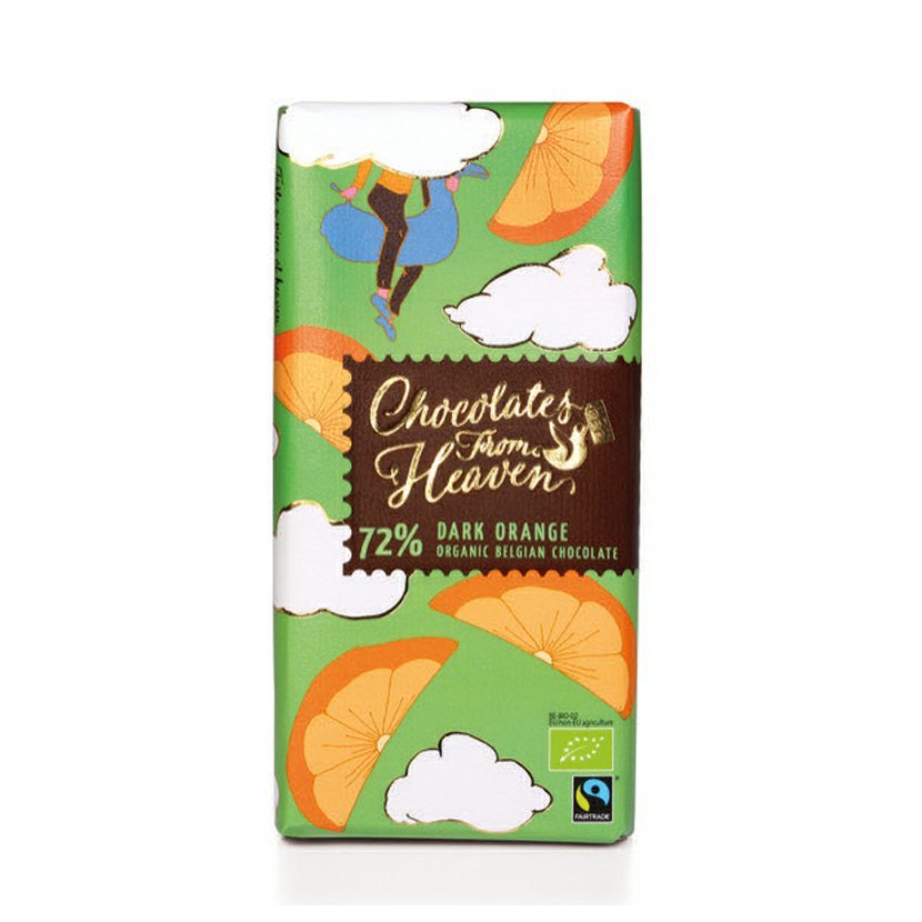 Chocolates From Heaven Hořká čokoláda s pomerančem 72% BIO 100 g