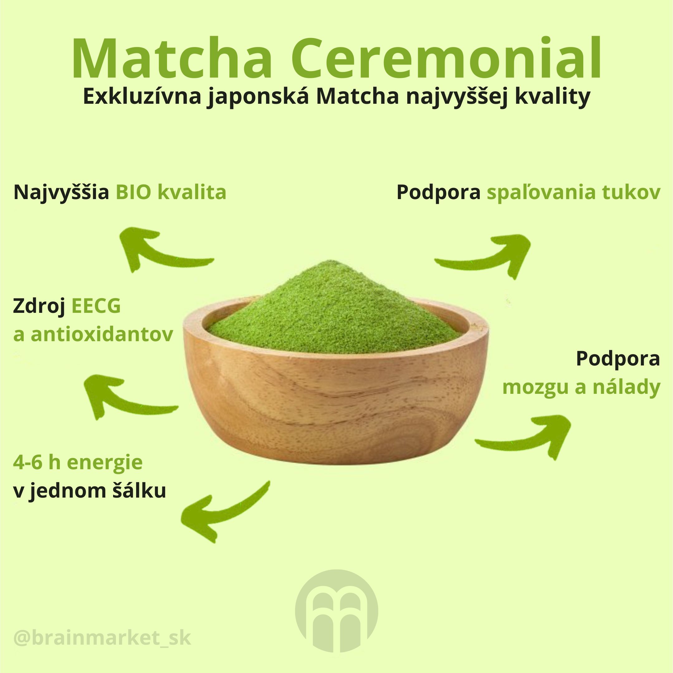 BrainMax Pure Matcha Ceremonial Japan BIO 100g Obrázek
