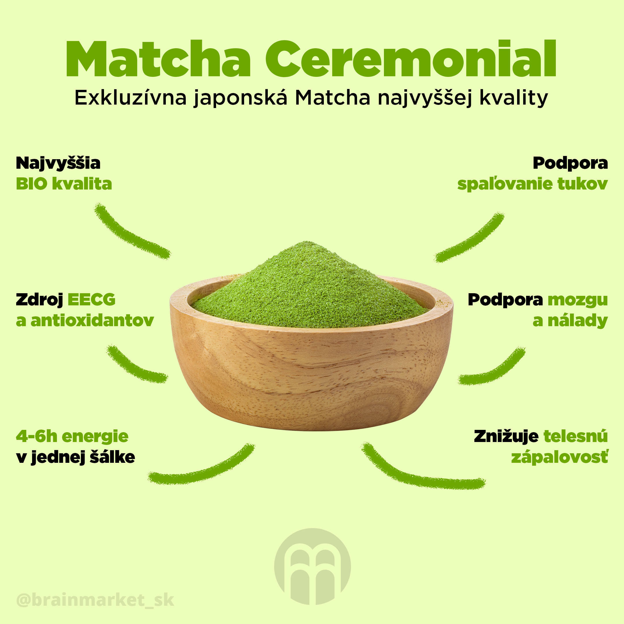 BrainMax Pure Matcha Ceremonial Japan BIO 50g Obrázek