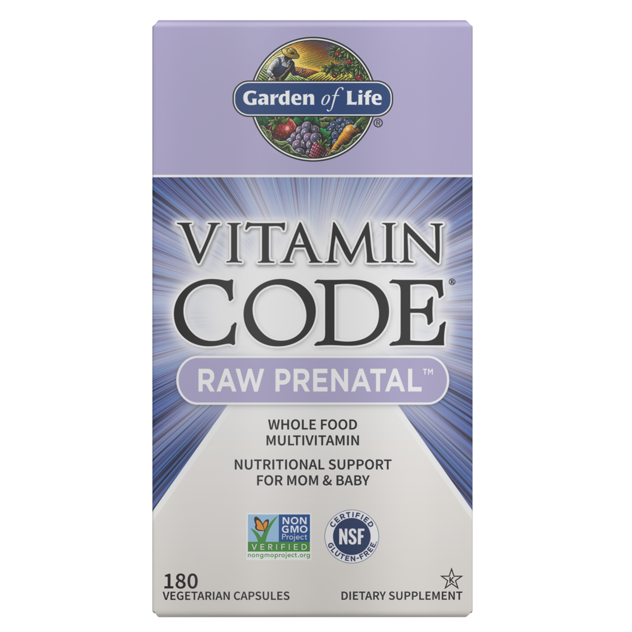 E-shop Garden of Life Vitamín Code RAW Prenatal (multivitamín pre tehotenstvo), 180 rastlinných kapsúl