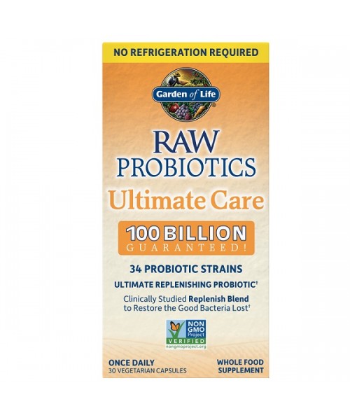 E-shop Garden of life RAW Probiotika - dokonalá starostlivosť, 100 mld CFU, 34 probiotických kmeňov, 30 rastlinných kapsúl
