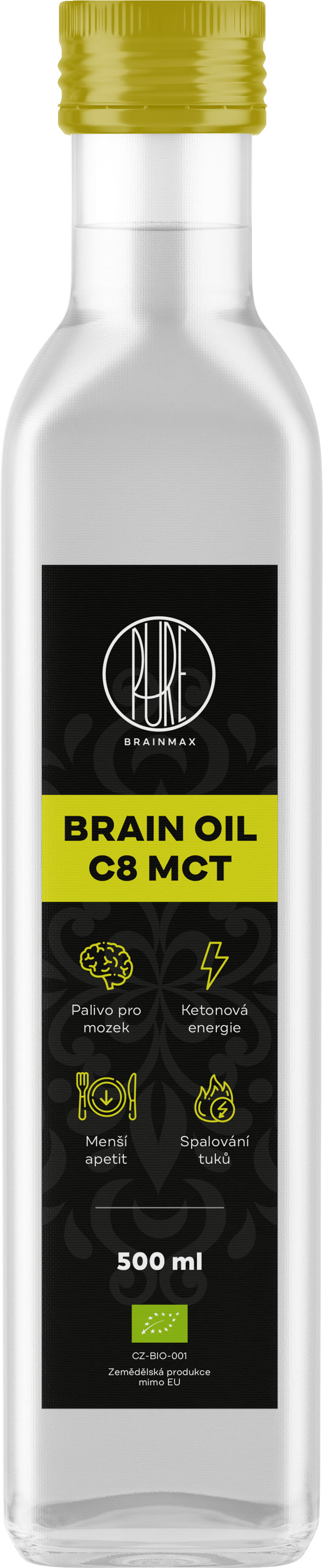 BrainMax Pure Brain MCT Oil C8 BIO, 500 ml Obrázek