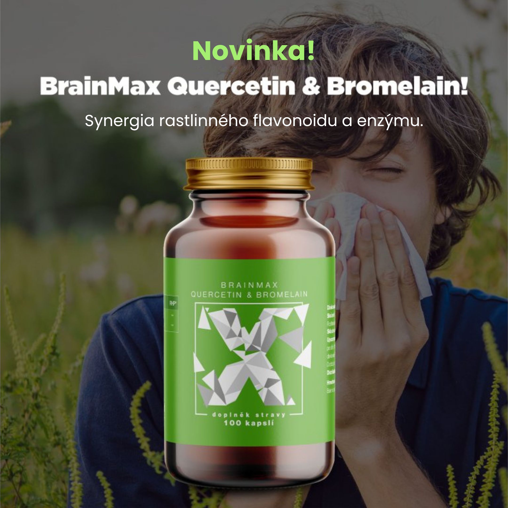 BrainMax Quercetin & Bromelain, Kvercetin a Bromelain, 100 rostlinných kapslí Obrázek