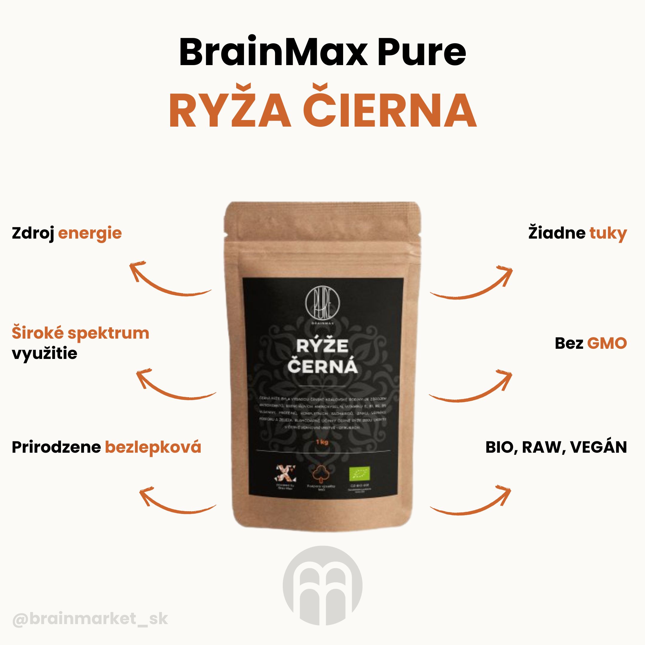 BrainMax Pure Rýže, černá BIO, 1kg Obrázek