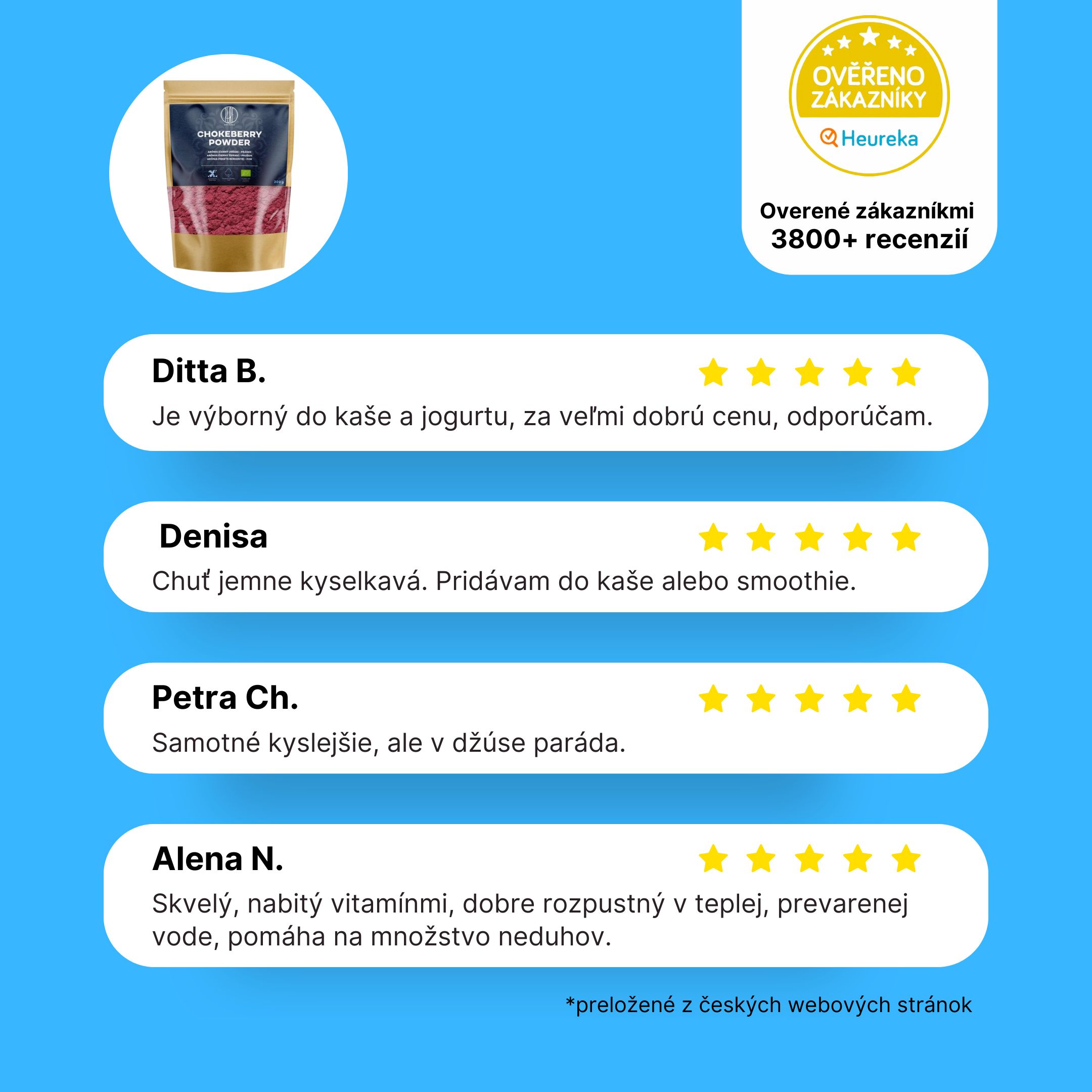 BrainMax Pure Arónie, černý jeřáb prášek, BIO, 200 g Obrázek