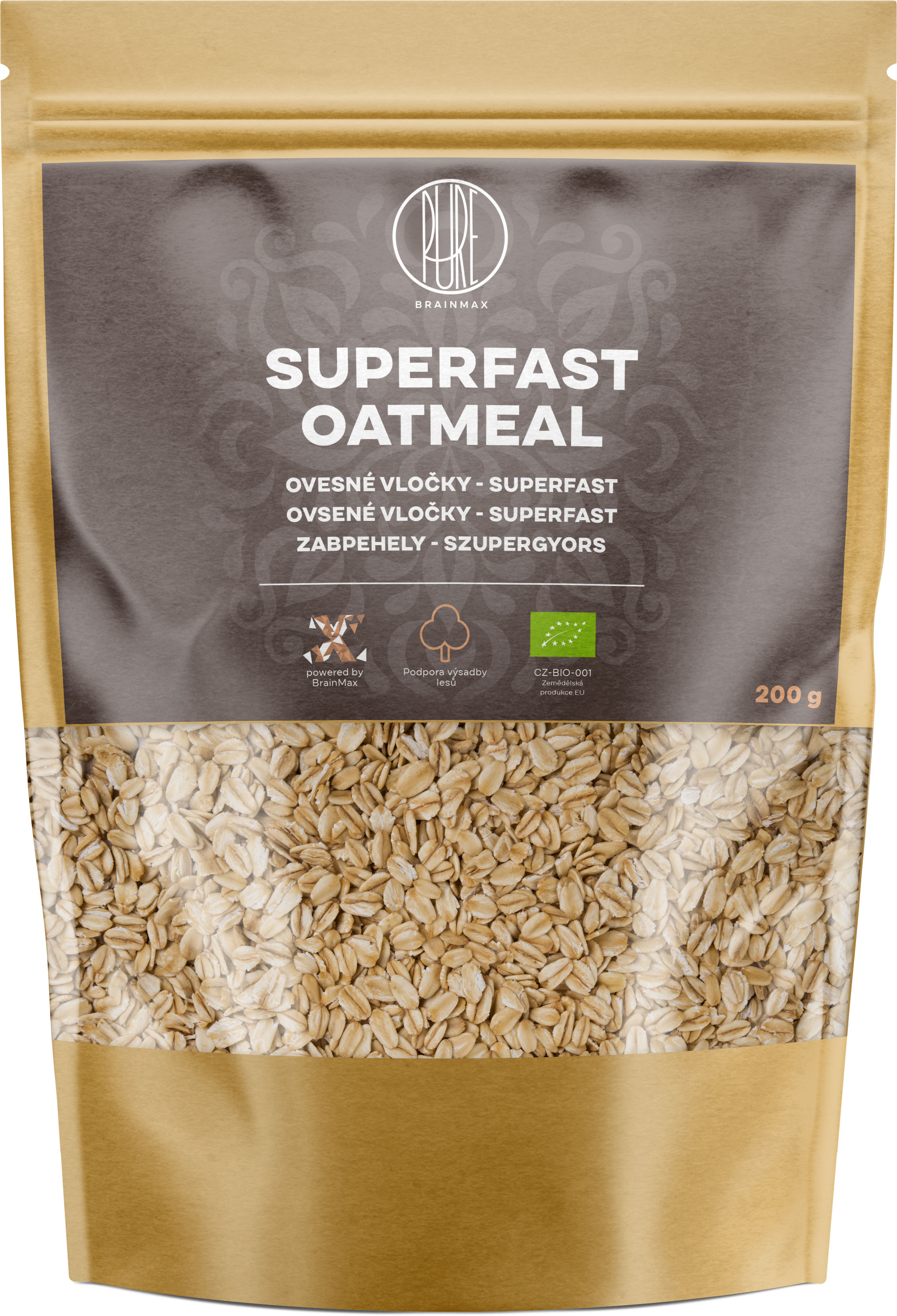 BrainMax Pure Superfast Ovesné Vločky BIO, 200 g Obrázek