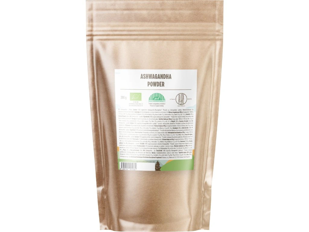 BrainMax Pure Ashwagandha (ašvaganda) prášok, BIO, 200 g