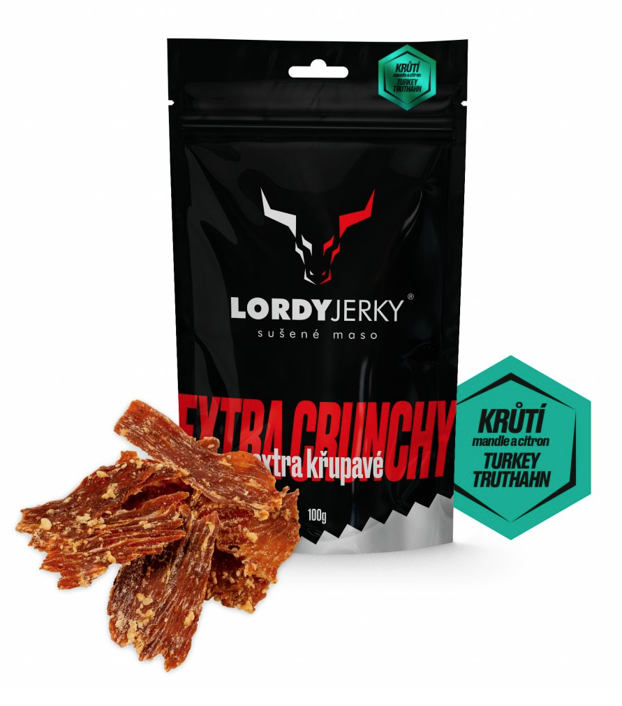 Lordy Jerky - Krůtí sušené maso citron/mandle, 100 g
