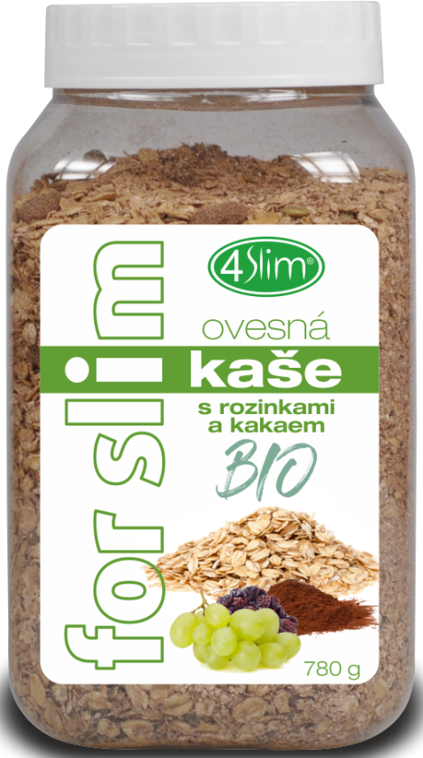 E-shop 4Slim - Ovsená kaša s hrozienkami a kakaom BIO, 780 g