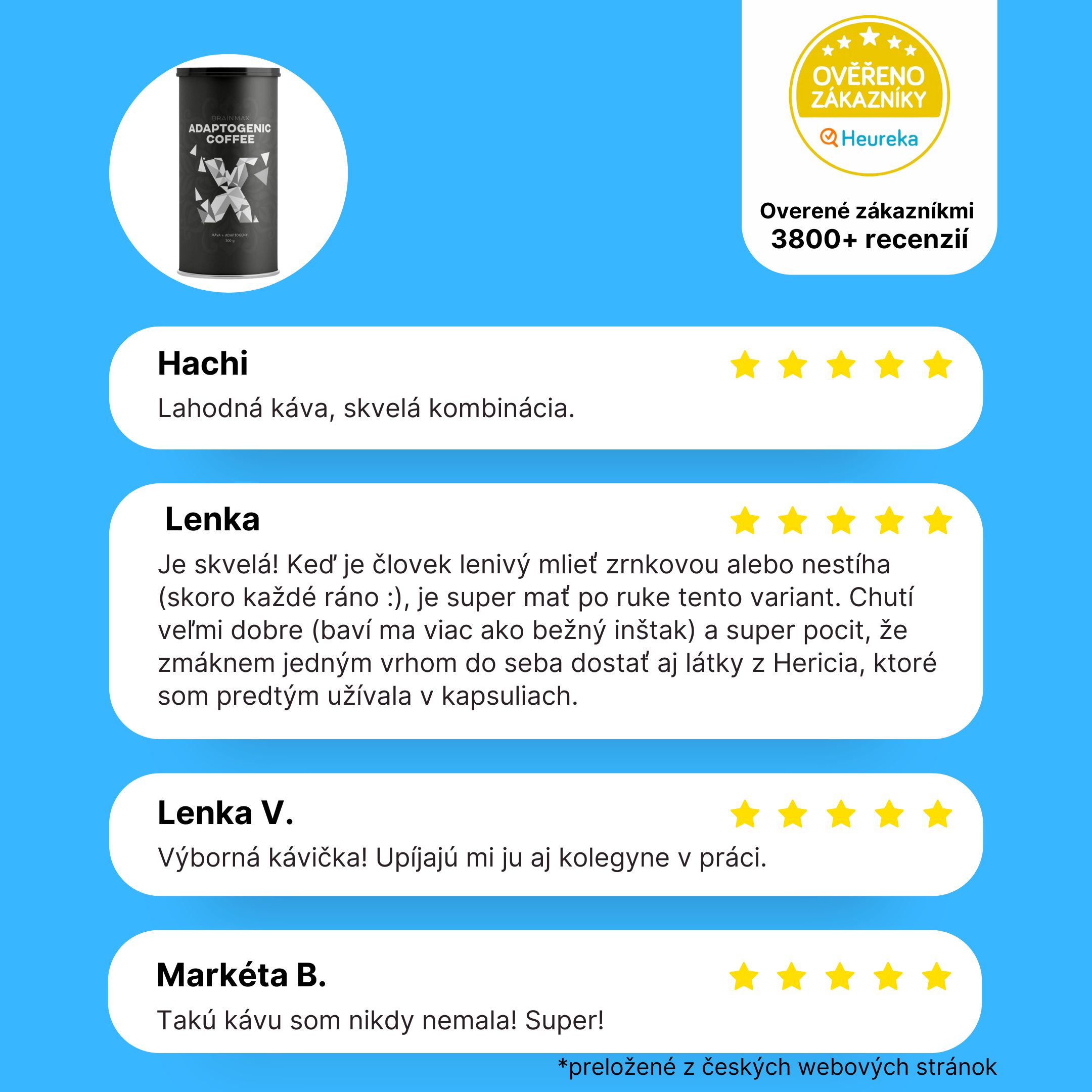 BrainMax Adaptogenic Coffee, Instantní BIO káva s adaptogeny, 300g Obrázek