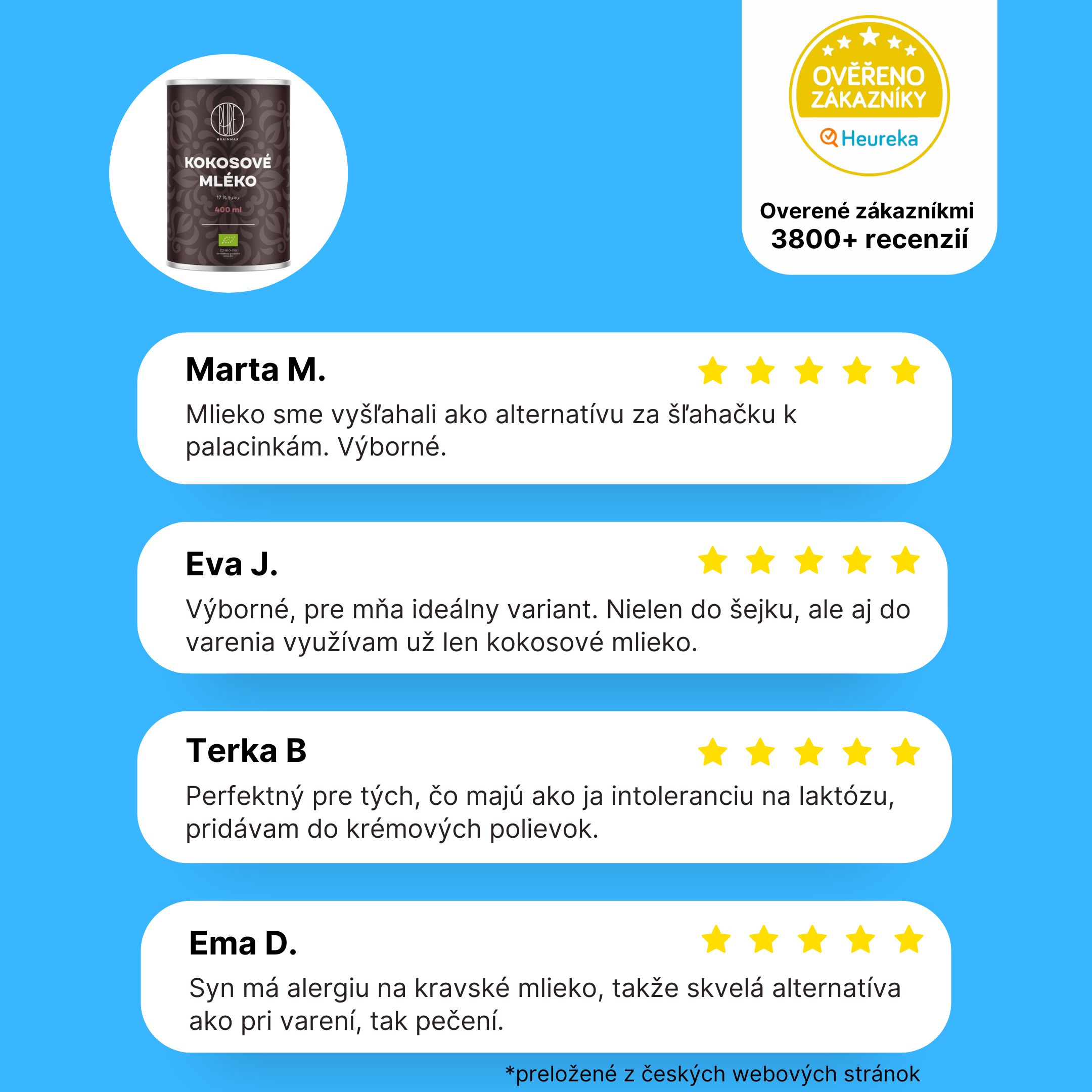 BrainMax Pure Kokosové mléko 17% tuku, BIO, 400 ml Obrázek