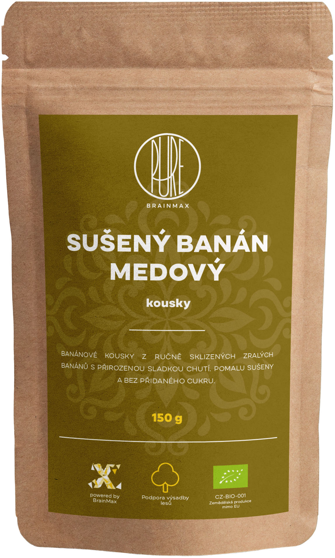 BrainMax Pure Sušený banán medový, kousky BIO, 150 g Obrázek
