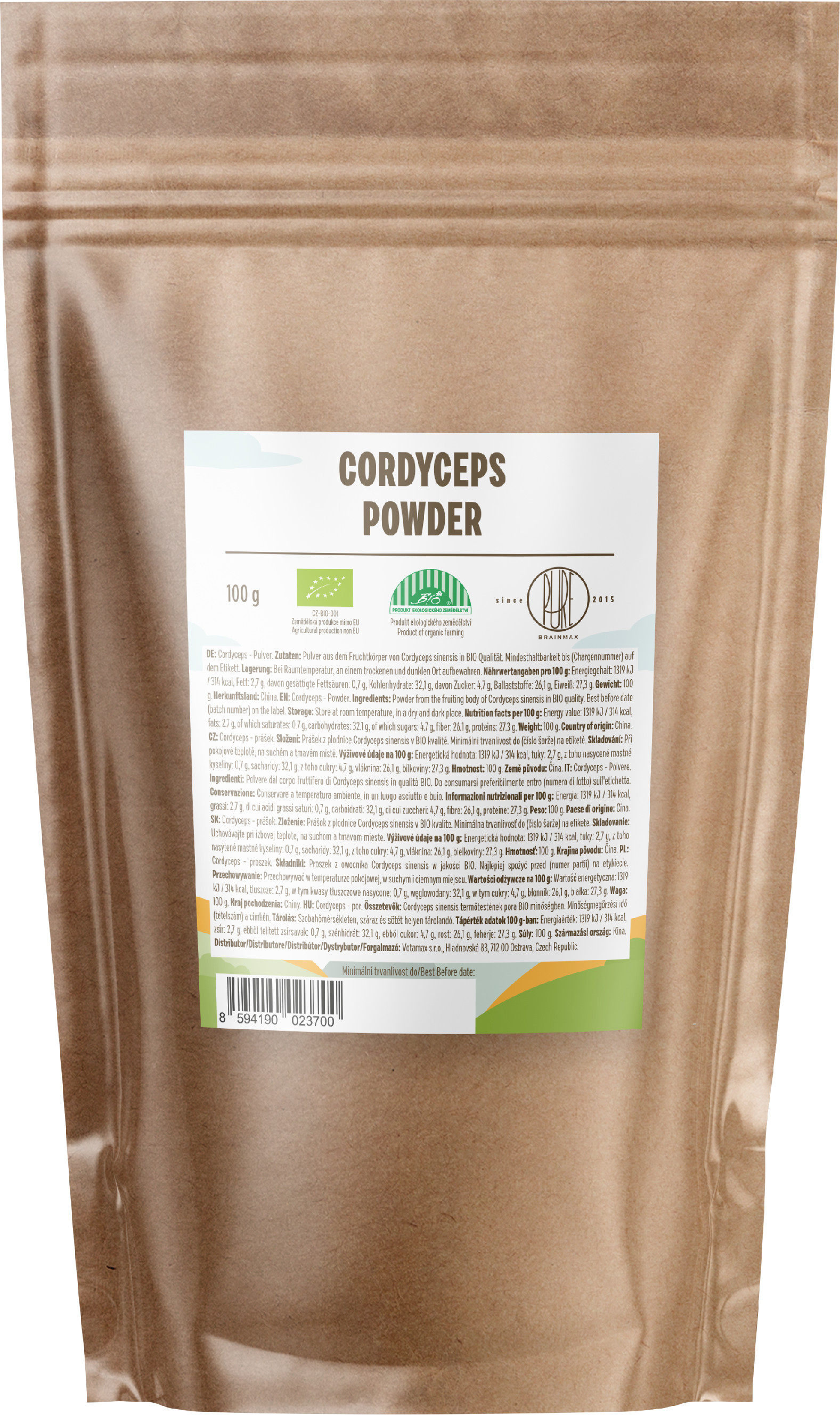 BrainMax Pure Cordyceps prášek BIO, 100g Obrázek