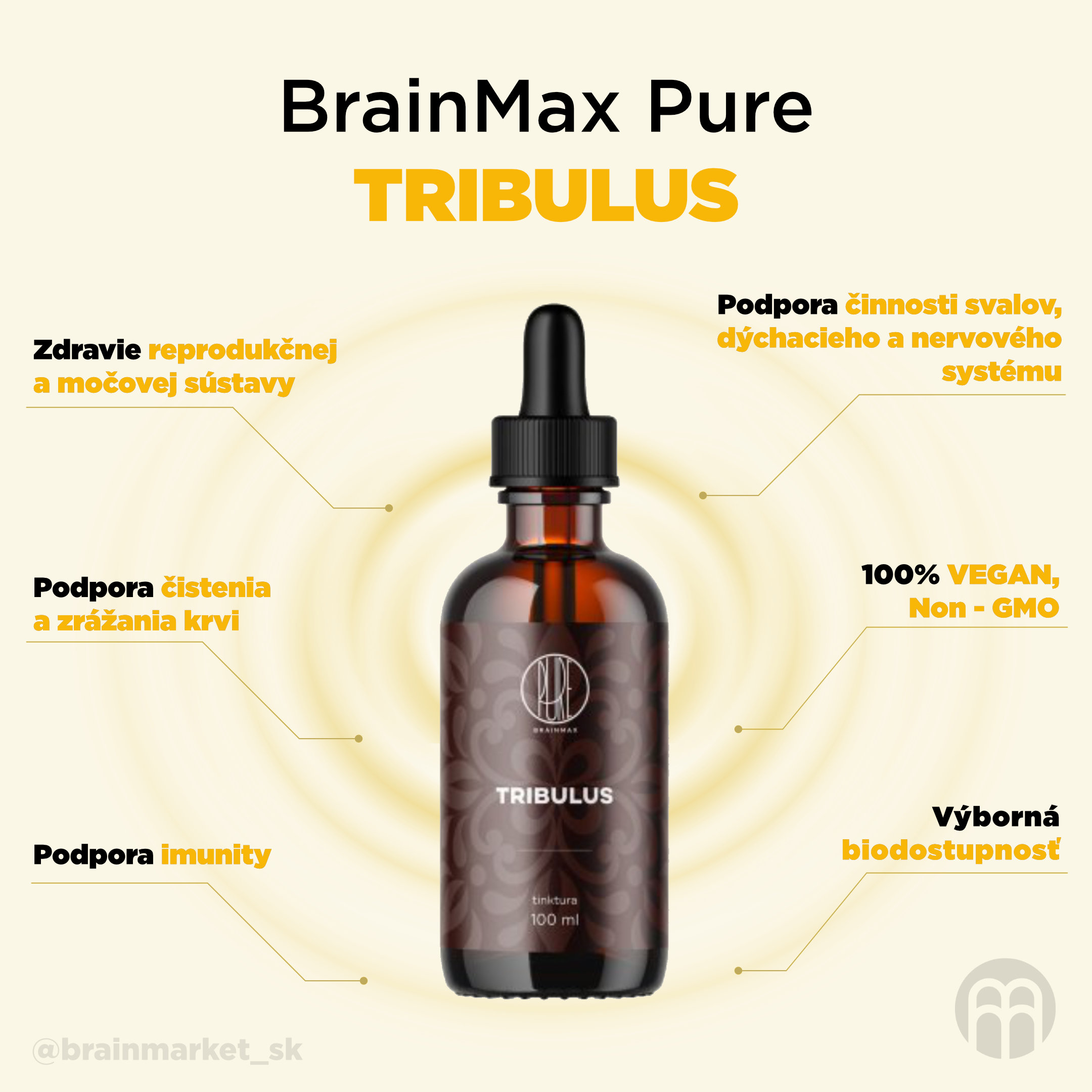 BrainMax Pure Tribulus, Kotvičník zemní, tinktura 1:3, 100 ml Obrázek