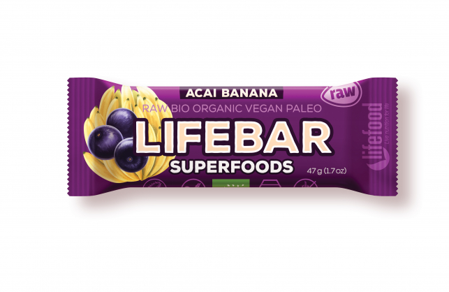 E-shop LifeFood - Tyčinka Lifebar acai s banánem BIO, RAW, 47 g