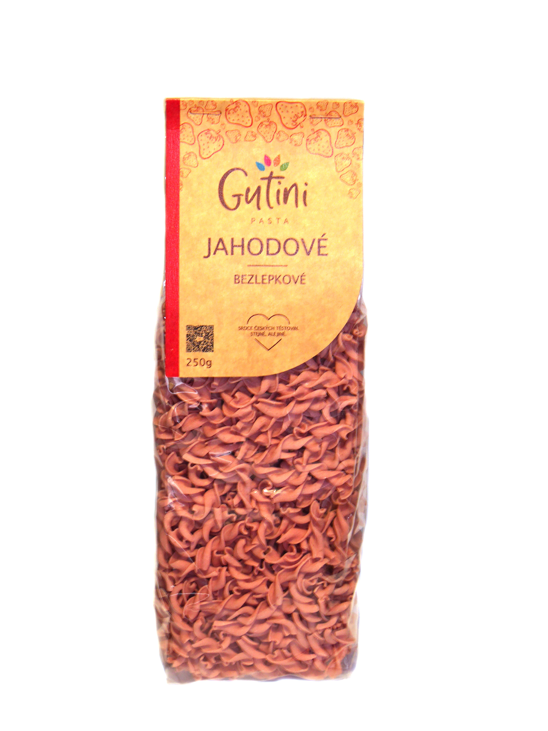 E-shop Gutini - Jahodové těstoviny bezlepkové, bez kukuřičné mouky, 250 g