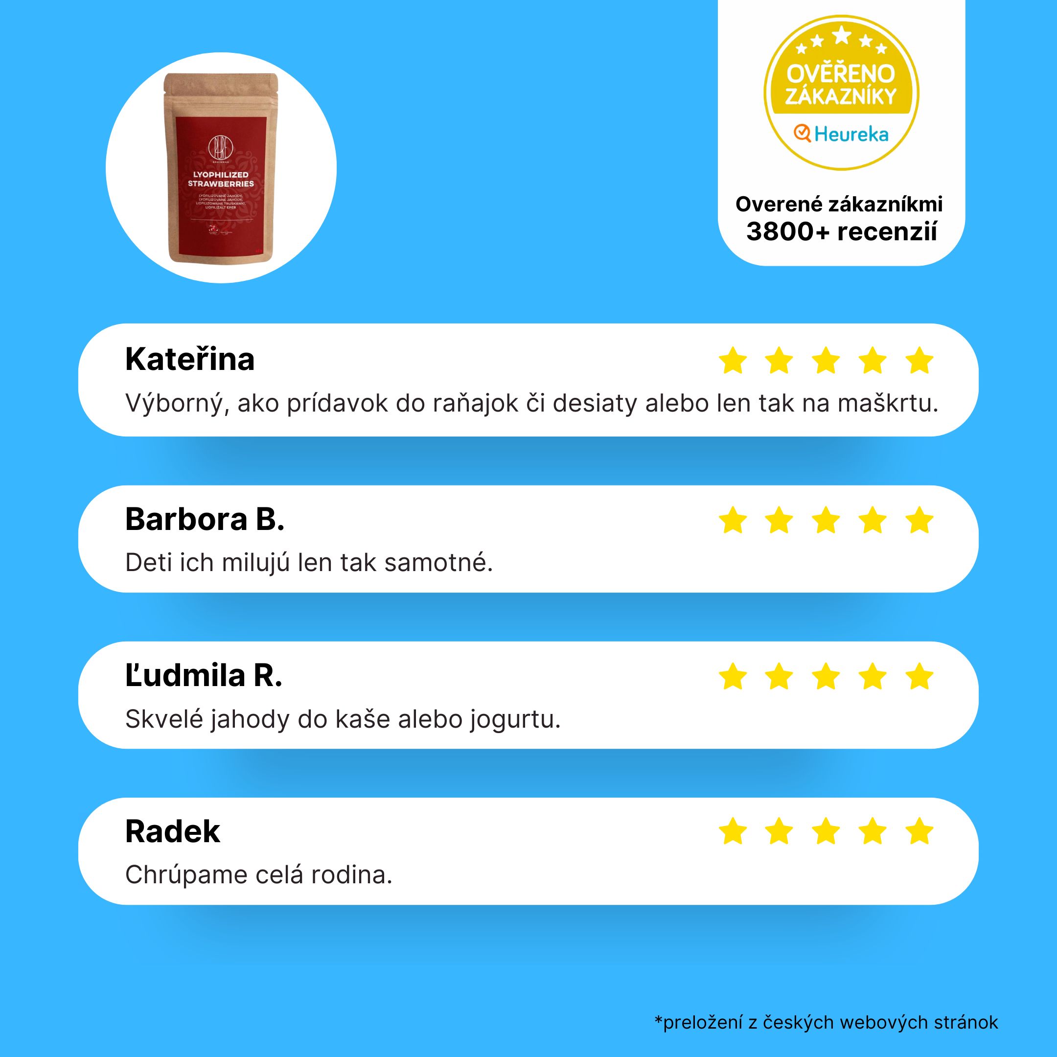 BrainMax Pure Lyofilizované jahody, 45 g Obrázek