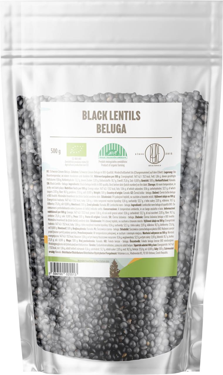 BrainMax Pure Čočka černá Beluga, BIO, 500 g Obrázek