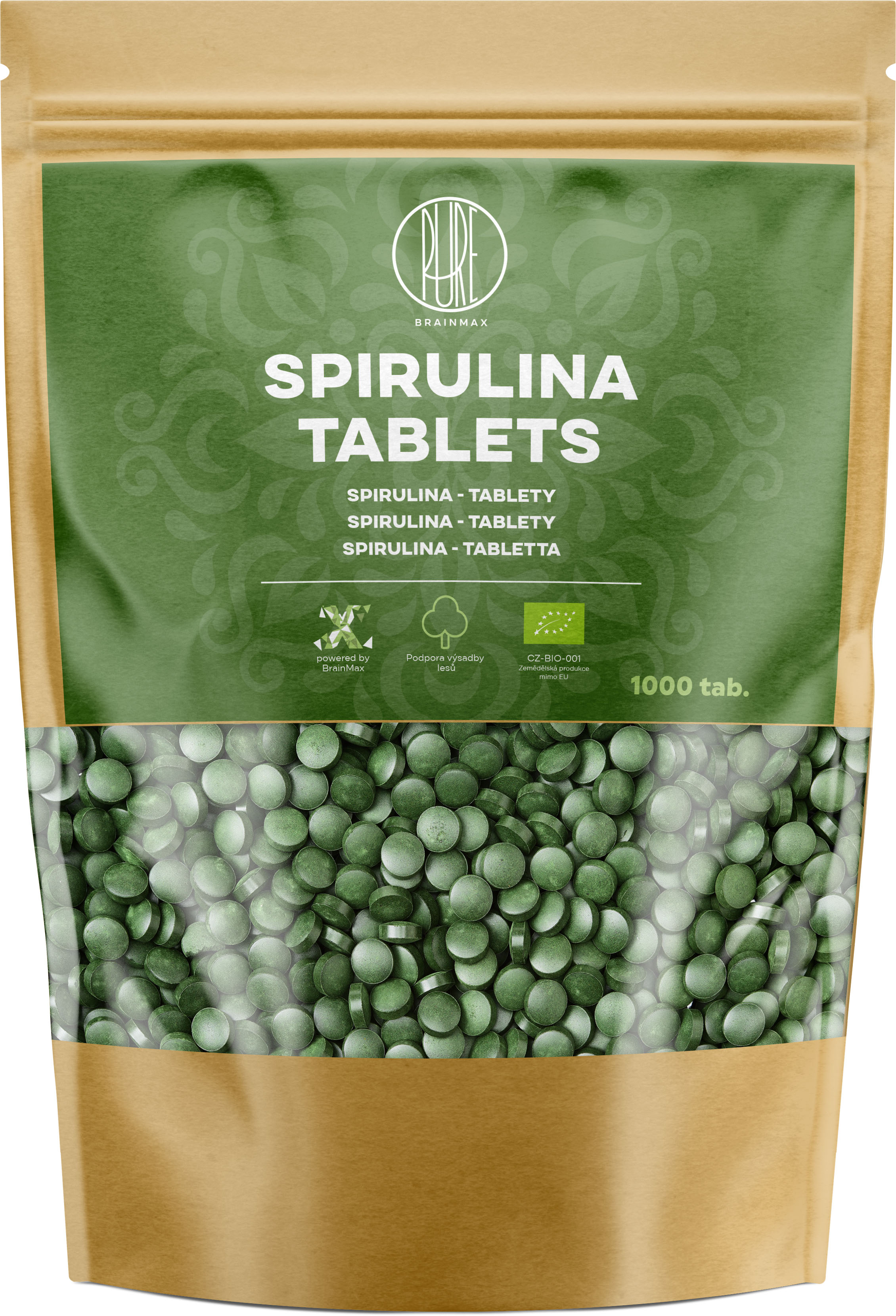 BrainMax Pure Spirulina Tablets BIO, 1000 tablet Obrázek